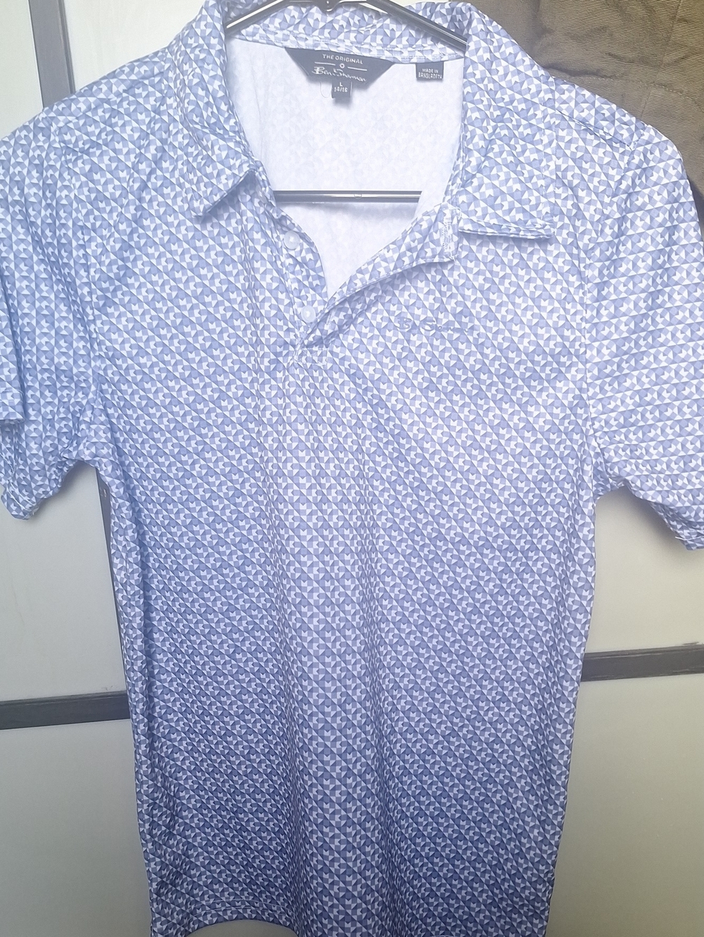 Ben Sherman Light Blue Geometric Print Polo